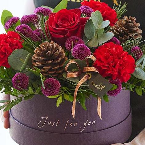 Christmas Burgundy Hat Box