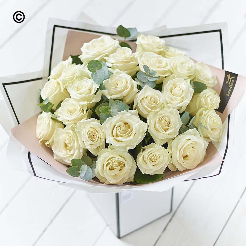 Beautifully Simple Rose Bouquet White - Rams florists