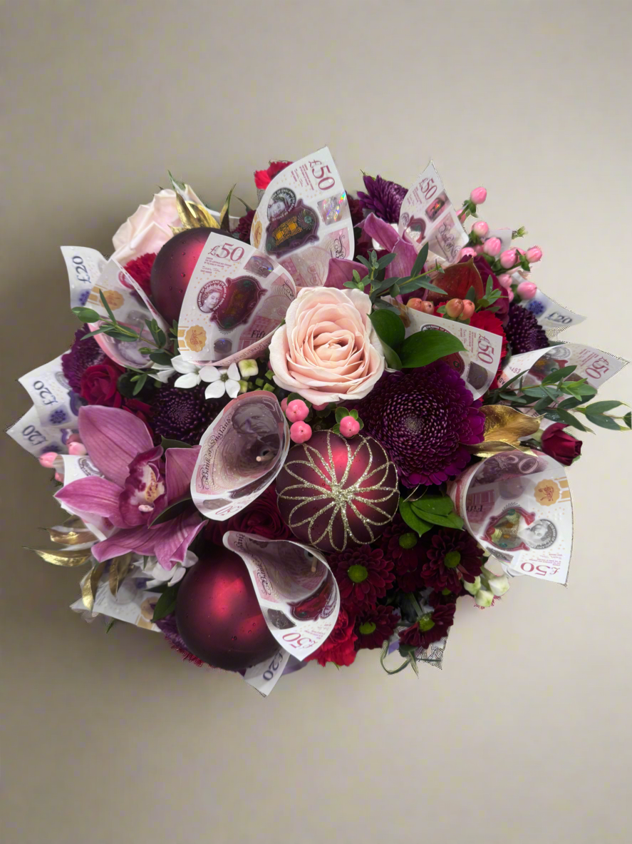 Christmas Red Glamour Money Bouquet In Vase