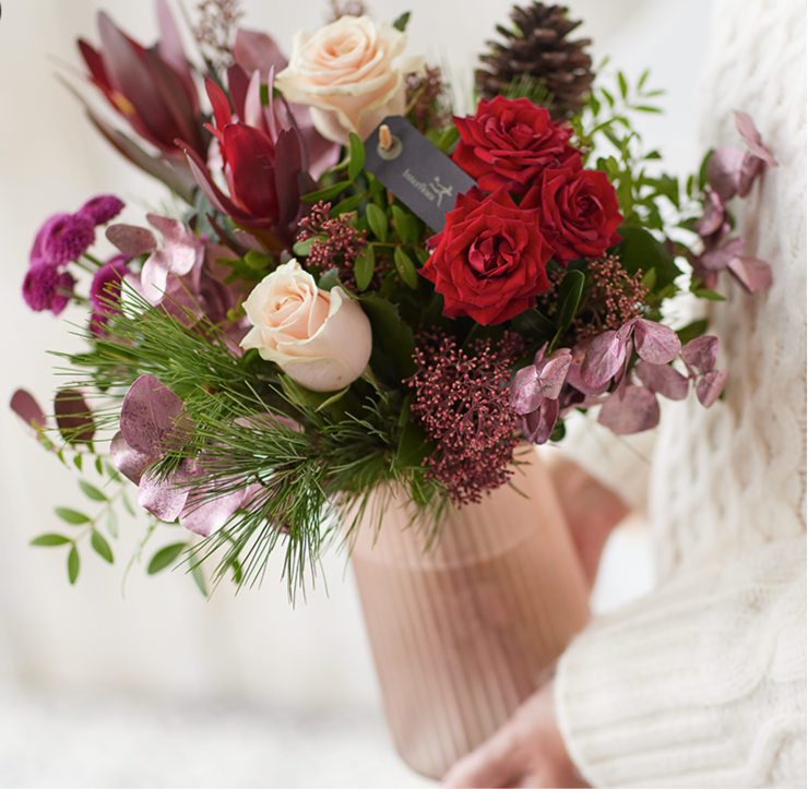 Dusky Pink Christmas Vase arrangement