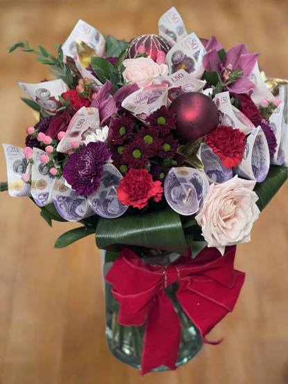 Christmas Red Glamour Money Bouquet In Vase