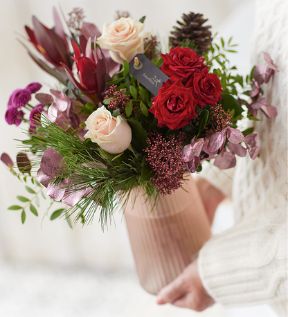 Dusky Pink Christmas Vase arrangement