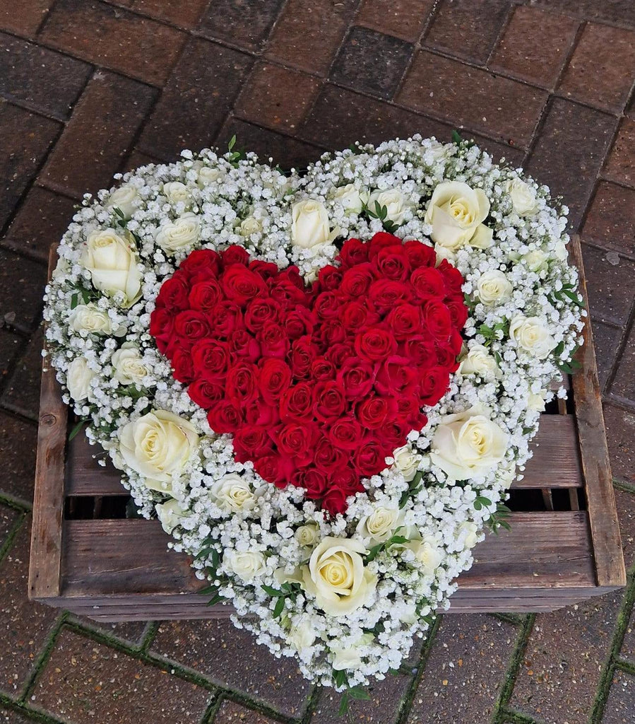 RED ROSE & GYPSOPHILA HEART - Rams florists