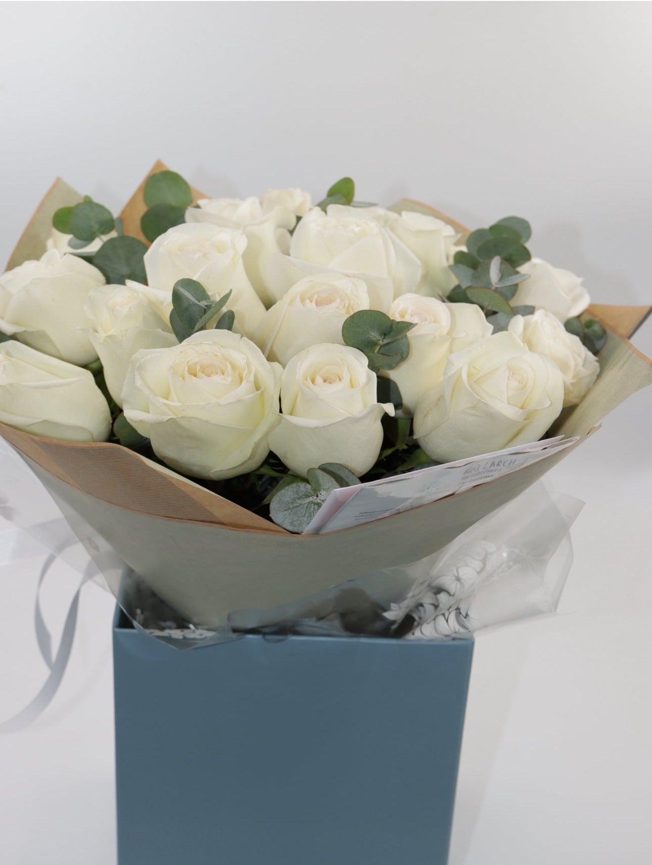 Beautifully Simple Rose Bouquet White - Rams florists