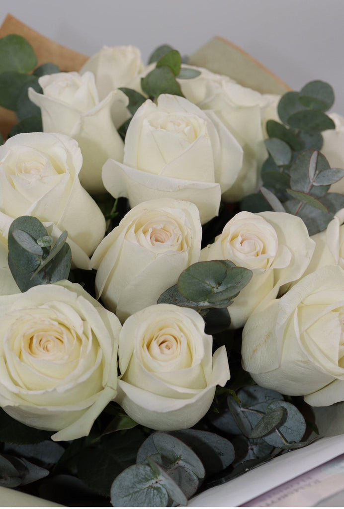 Beautifully Simple Rose Bouquet White - Rams florists