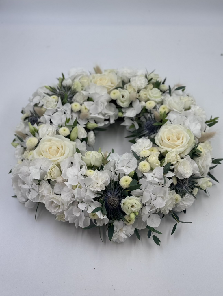 Rose And Hydrangea Wreath Tribute - Rams florists