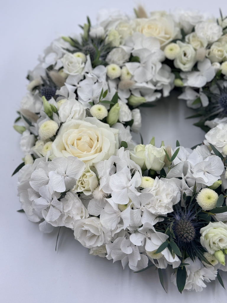 Rose And Hydrangea Wreath Tribute - Rams florists