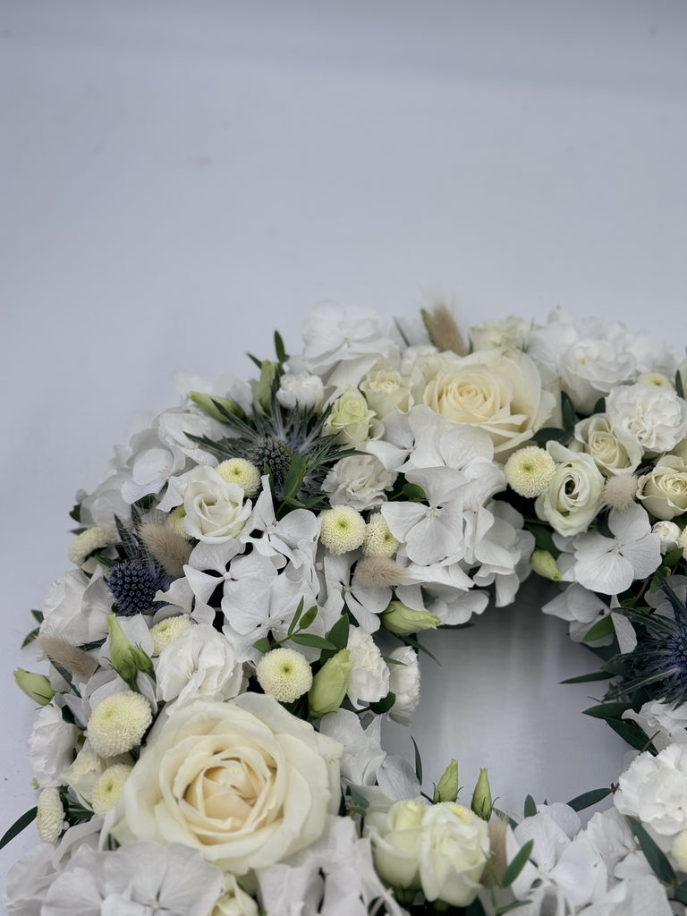 Rose And Hydrangea Wreath Tribute - Rams florists