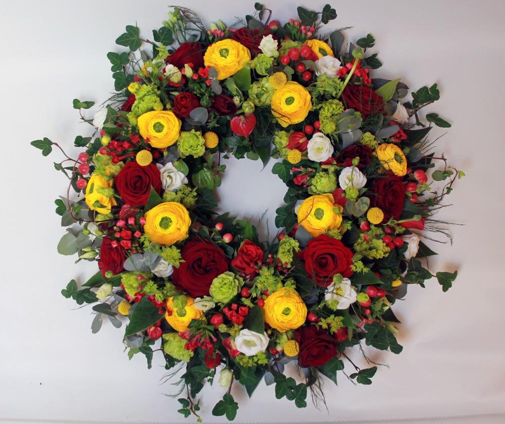 Wreath tribute made with the finest flowers