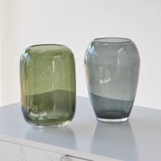 Olive green glass vase