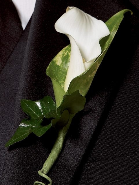 Chic White Calla Lily Buttonhole