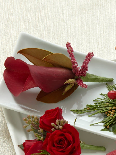 Red Calla Lily Boutonniere