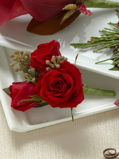 Red Spray Rose Boutonniere