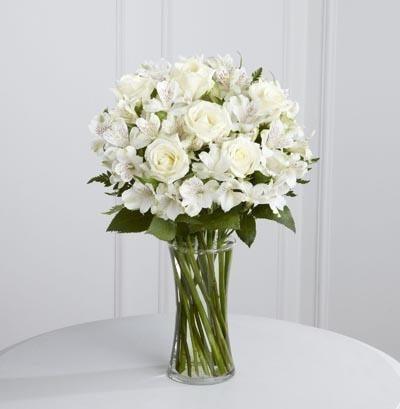 White Rose and Alstroemeria Vase - Rams florists