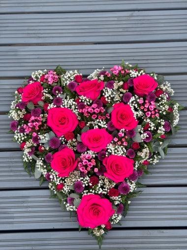 Cerise Rose Heart - Rams florists