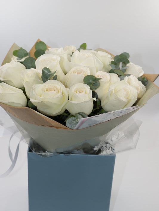 Ecuadorian  White Roses Hand tied bouquet