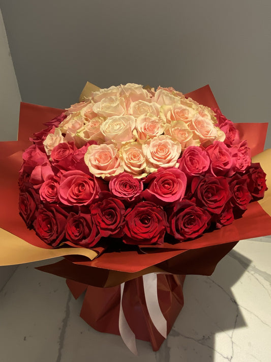 Red,Cerise & pink Roses Bouquet