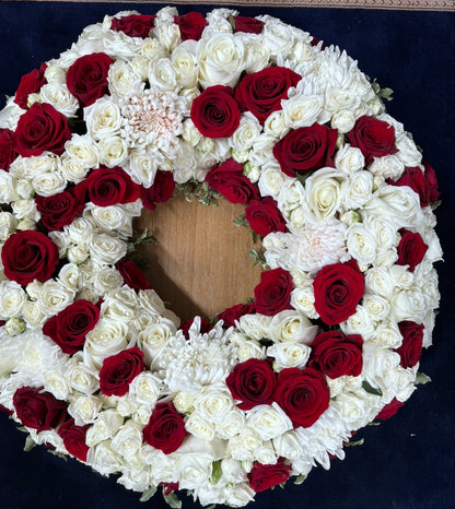 Red white  Rose Wreath