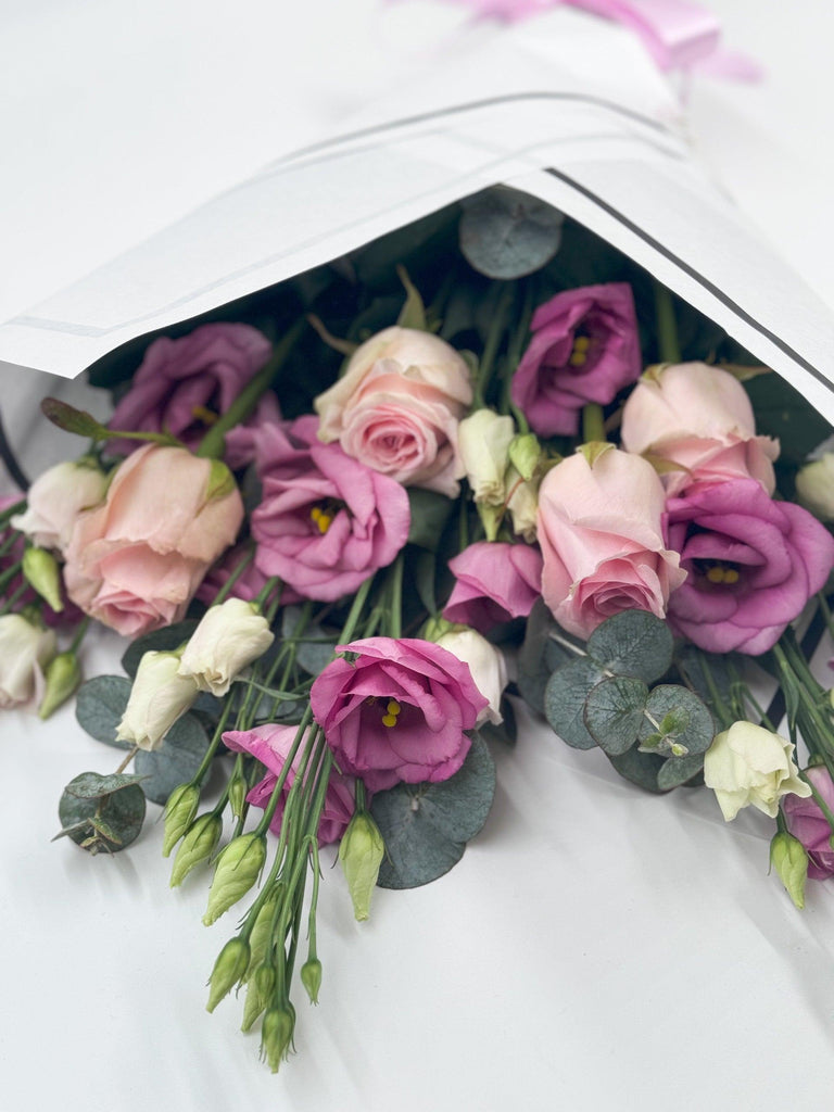 Beautifully Simple Flat Bouquet Pink - Rams florists